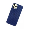 Newface Apple iPhone 12 Pro Max Kılıf Karbon PP Silikon - Mavi