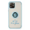 Newface Apple iPhone 12 Pro Max Kılıf Montreal Yüzüklü Silikon Kapak - Buz Mavi