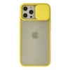 Newface Apple iPhone 12 Pro Max Kılıf Palm Buzlu Kamera Sürgülü Silikon - Sarı