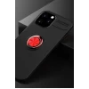 Newface Apple iPhone 12 Pro Max Kılıf Range Yüzüklü Silikon - Siyah-Kırmızı