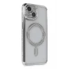 Newface Apple iPhone 13 Kılıf Joke Simli Magneticsafe Kılıf - Gümüş