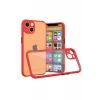Newface Apple iPhone 13 Mini Kılıf Miami Şeffaf Silikon - Kırmızı