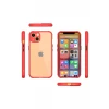 Newface Apple iPhone 13 Mini Kılıf Miami Şeffaf Silikon - Kırmızı