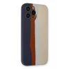 Newface Apple iPhone 13 Pro Kılıf Ebruli Lansman Silikon - Lacivert-Krem