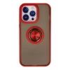 Newface Apple iPhone 13 Pro Kılıf Montreal Yüzüklü Silikon Kapak - Kırmızı