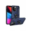 Newface Apple iPhone 13 Pro Kılıf Sofya Yüzüklü Silikon Kapak - Lacivert