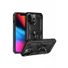 Newface Apple iPhone 13 Pro Kılıf Sofya Yüzüklü Silikon Kapak - Siyah