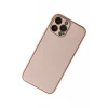 Newface Apple iPhone 13 Pro Max Kılıf Coco Deri Silikon Kapak - Pudra