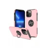 Newface Apple iPhone 13 Pro Max Kılıf Elit Yüzüklü Kapak - Pembe