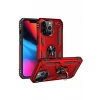 Newface Apple iPhone 13 Pro Max Kılıf Sofya Yüzüklü Silikon Kapak - Kırmızı