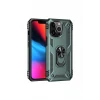 Newface Apple iPhone 13 Pro Max Kılıf Sofya Yüzüklü Silikon Kapak - Yeşil