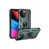 Newface Apple iPhone 13 Pro Max Kılıf Sofya Yüzüklü Silikon Kapak - Yeşil