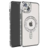 Newface Apple iPhone 14 Kılıf Joke Simli Magneticsafe Kılıf - Gümüş