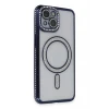 Newface Apple iPhone 14 Kılıf Joke Simli Magneticsafe Kılıf - Lacivert