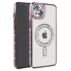 Newface Apple iPhone 14 Kılıf Joke Simli Magneticsafe Kılıf - Pembe