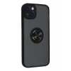 Newface Apple iPhone 14 Kılıf Montreal Yüzüklü Silikon Kapak - Siyah