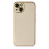 Newface Apple iPhone 14 Plus Kılıf Coco Deri Silikon Kapak - Gold
