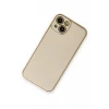 Newface Apple iPhone 14 Plus Kılıf Coco Deri Silikon Kapak - Gold