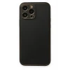 Newface Apple iPhone 14 Pro Kılıf Coco Deri Silikon Kapak - Siyah