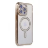 Newface Apple iPhone 14 Pro Kılıf Joke Simli Magneticsafe Kılıf - Gold