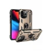 Newface Apple iPhone 14 Pro Max Kılıf Sofya Yüzüklü Silikon Kapak - Gold