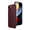 Newface Apple iPhone 15 Kılıf Auto Focus Karbon Kapak - Bordo