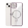 Newface Apple iPhone 15 Kılıf Joke Simli Magneticsafe Kılıf - Derin Mor