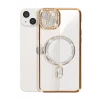 Newface Apple iPhone 15 Kılıf Joke Simli Magneticsafe Kılıf - Gold