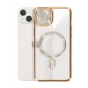 Newface Apple iPhone 15 Kılıf Joke Simli Magneticsafe Kılıf - Gold