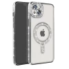 Newface Apple iPhone 15 Kılıf Joke Simli Magneticsafe Kılıf - Gümüş