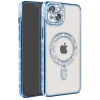Newface Apple iPhone 15 Kılıf Joke Simli Magneticsafe Kılıf - Mavi