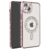 Newface Apple iPhone 15 Kılıf Joke Simli Magneticsafe Kılıf - Pembe