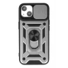 Newface Apple iPhone 15 Kılıf Pars Lens Yüzüklü Silikon - Gümüş