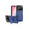 Newface Apple iPhone 15 Pro Joy Lens Standlı Kapak - Lacivert