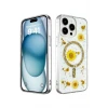 Newface Apple iPhone 15 Pro Kılıf Daisy Simli Magsafe Kapak - Gold