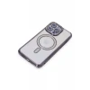 Newface Apple iPhone 15 Pro Kılıf Joke Simli Magneticsafe Kılıf - Derin Mor