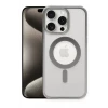 Newface Apple iPhone 15 Pro Max Kılıf Erozi Magsafe Kapak - Gümüş