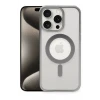Newface Apple iPhone 15 Pro Max Kılıf Erozi Magsafe Kapak - Gümüş