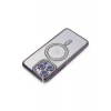Newface Apple iPhone 15 Pro Max Kılıf Joke Simli Magneticsafe Kılıf - Derin Mor