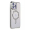 Newface Apple iPhone 15 Pro Max Kılıf Joke Simli Magneticsafe Kılıf - Gümüş