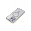 Newface Apple iPhone 15 Pro Max Kılıf Joke Simli Magneticsafe Kılıf - Gümüş