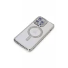 Newface Apple iPhone 15 Pro Max Kılıf Joke Simli Magneticsafe Kılıf - Gümüş
