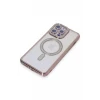 Newface Apple iPhone 15 Pro Max Kılıf Joke Simli Magneticsafe Kılıf - Pembe