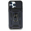 Newface Apple iPhone 15 Pro Max Kılıf Pars Lens Yüzüklü Silikon - Lacivert