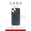 Newface Apple iPhone 15 Sara Kartvizitli Deri Kılıf - Siyah