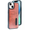 Newface Apple iPhone 15 Sara Kartvizitli Deri Kılıf - Taba