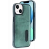 Newface Apple iPhone 15 Sara Kartvizitli Deri Kılıf - Yeşil