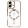 Newface Apple iPhone 16 Kılıf Joke Simli Magneticsafe Kılıf - Gold