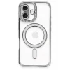 Newface Apple iPhone 16 Kılıf Joke Simli Magneticsafe Kılıf - Gri