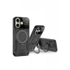 Newface Apple iPhone 16 Kılıf Joy Lens Standlı Kapak - Mor